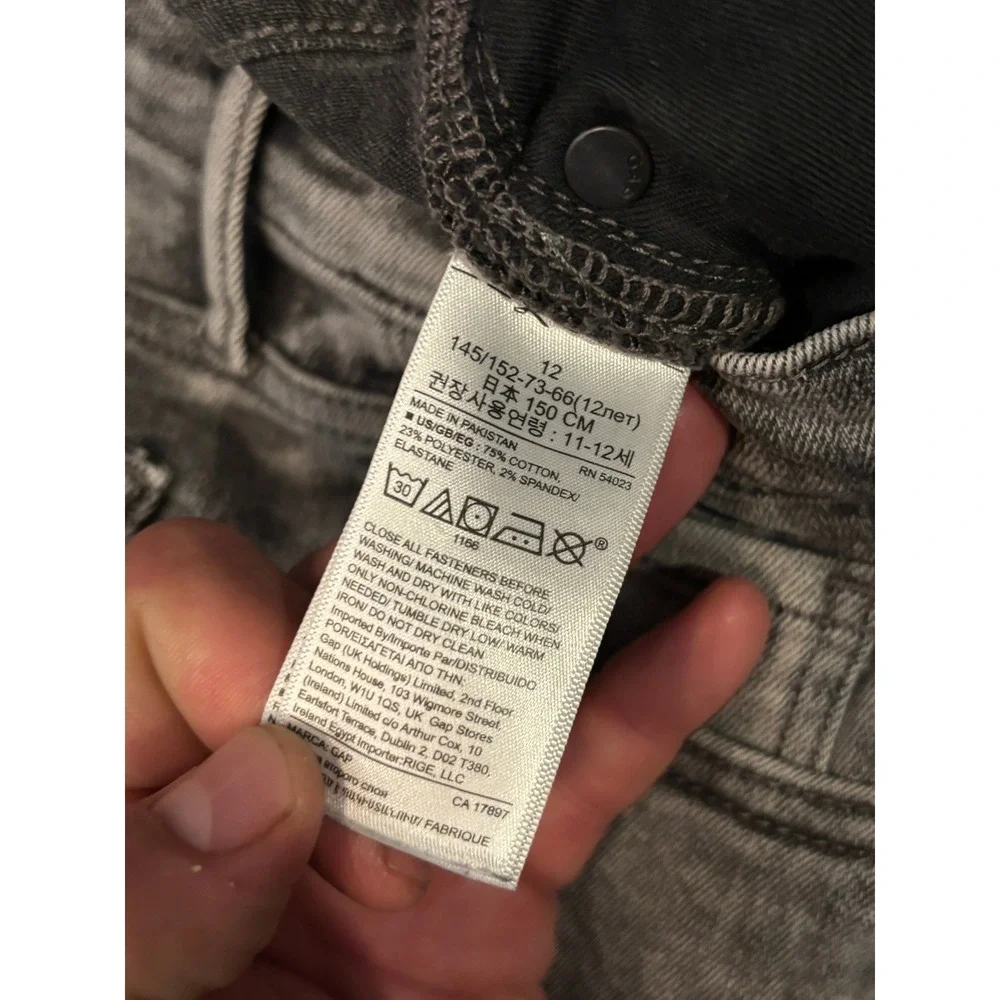 Gap Kids Boys Gray Acid Wash Stretch Skinny Jeans Size 12 Gap For Good Denim